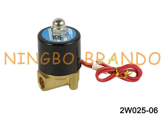 2W025-06 Brass Normal Closed Solenoid Valve Direct Acting For Water Oil Air Gas