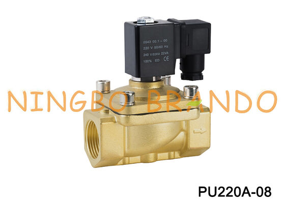 SHAKO Type Solenoid Valve PU220A-08 2 way Brass Solenoid Valve 1 Inch