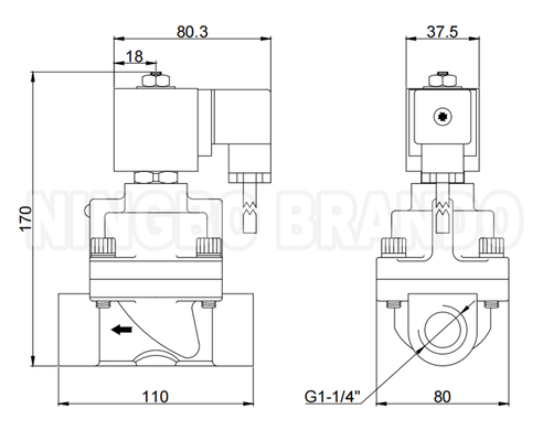 1-1/4'' High Pressure Stainless Steel Solenoid Valve 80 Bar 12V 24V