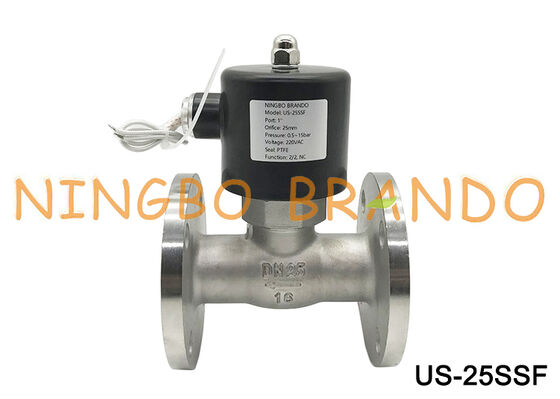 Flanged Solenoid Valve DN25 Stainless Steel 1'' 220VAC 24VDC