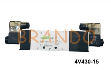 Silver Color Lead Wire or Connector type 5/3 Way Pneumatic Air Control Valve 4V430-15