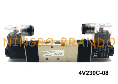 4V230C-08 PT 1/4&quot; AirTAC Type Air Solenoid Valve Double Electrical Control 5/3 Way 12VDC