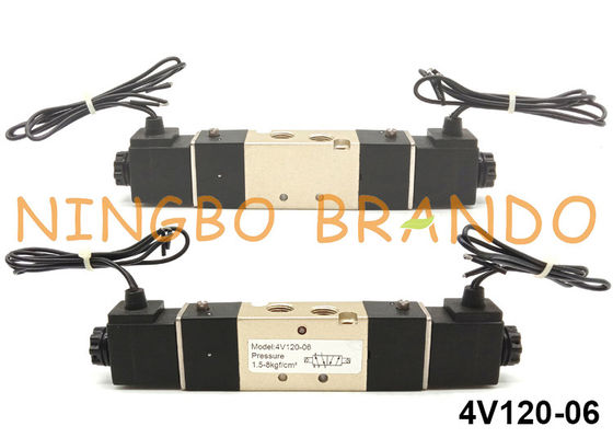 AirTAC Type 5/2 Way 1/8'' Double Coil Pneumatic Solenoid Valve 24VDC 220VAC 4V120-06 With Flying Leads