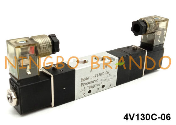 AirTAC Type 5/3 Way BSPT 1/8'' Pneumatic Solenoid Valve 24VDC 220VAC 4V130C-06