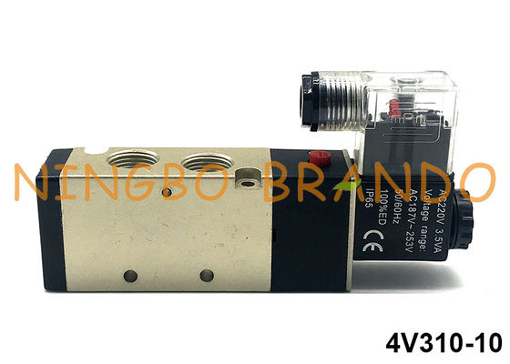 3/8'' NPT 5/2 Way 4V310-10 Air Directional Control Single Solenoid Pneumatic Valve 24VDC 220VAC