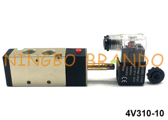 3/8'' NPT 5/2 Way 4V310-10 Air Directional Control Single Solenoid Pneumatic Valve 24VDC 220VAC