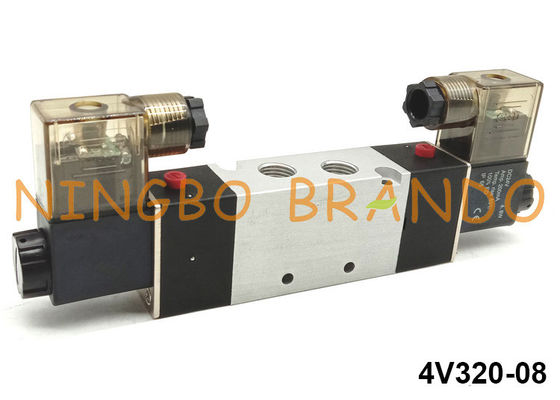 1/4'' NPT 5/2 Way 4V320-08 Double Solenoid Pneumatic Control Valve 12V 24V 110V 220V