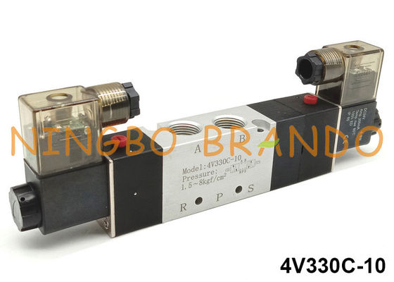 3/8'' NPT BSPT 4V330C-10 Electrical Double Solenoid Pneumatic Valves 5 Port 3 Position