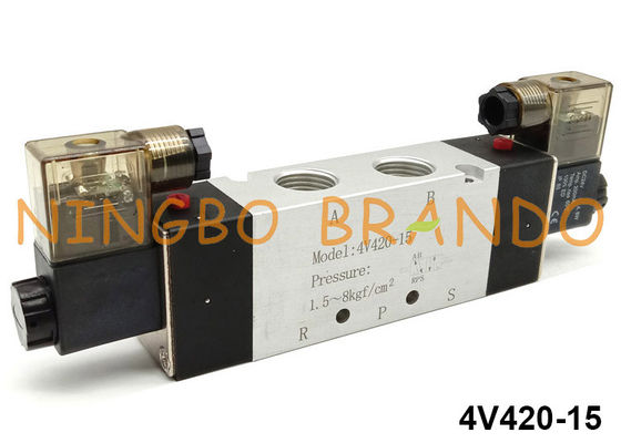 1/2'' NPT BSPT 5/2 Way 4V420-15 Air Directional Control Solenoid Pneumatic Valve