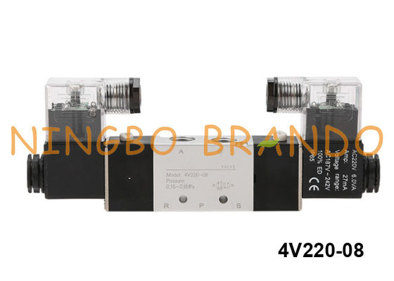 4V220-08 Airtac Type Pneumatic Solenoid Valve 5/2 Way 12VDC 24VDC