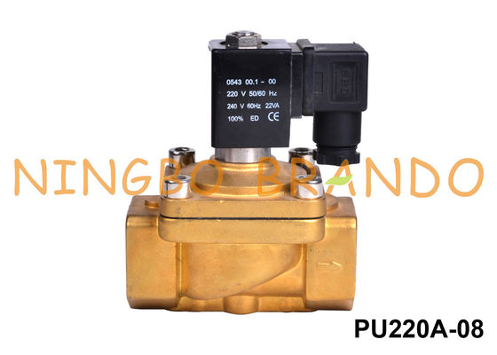 PU220A-08 Shako Type 2 Way NC Brass Solenoid Valve 1'' 220V AC