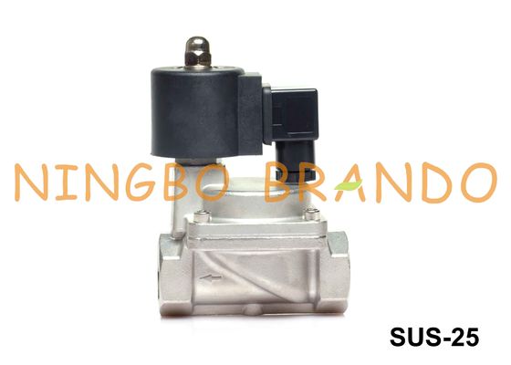 1'' 2 Way NC Piston Type Stainless Steel Solenoid Valve 24VDC 220VAC