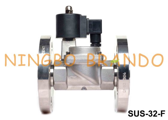 1 1/4'' Flanged Stainless Steel 304 Solenoid Valve PTFE Seal 24V 220V