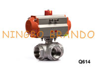 3 Way Stainless Steel Air Operated Ball Valve With Pneumatic Actuator