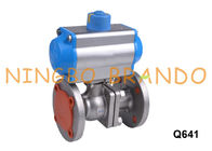 DN25 1'' Flanged Pneumatic Actuated Ball Valve Stainless Steel 304