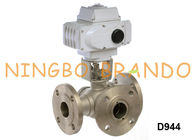 3 Way Electric Actuated Flange Ball Valve Stainless Steel 24VDC 220VAC