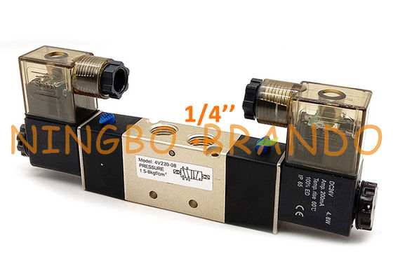 1/4 Inch 4V220-08 5/2 Way Double Coil Pneumatic Solenoid Valve