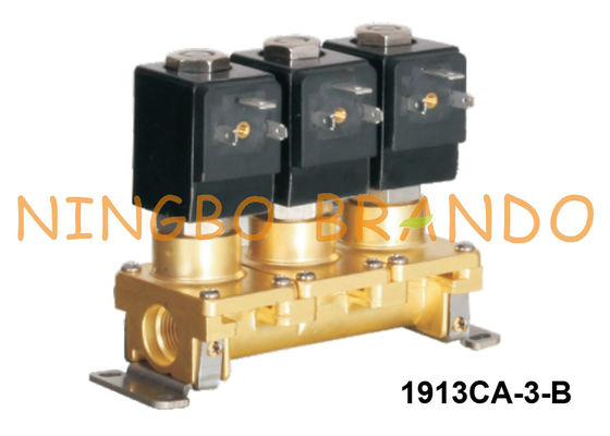 1/8'' 1/4'' Multi Way 3 Group Brass Solenoid Valve Combination 24VDC 220VAC