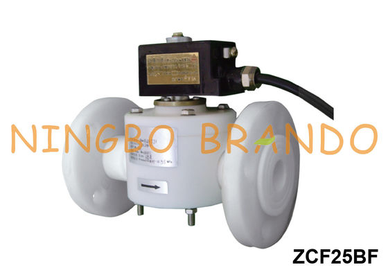 1'' Flanged PTFE Body Solenoid Valve Anti Corrosive 24V 220V