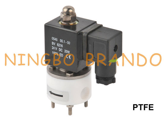 PTFE Body Anti Corrosion Solenoid Valve 1/4'' 3/8'' 24VDC 220VAC