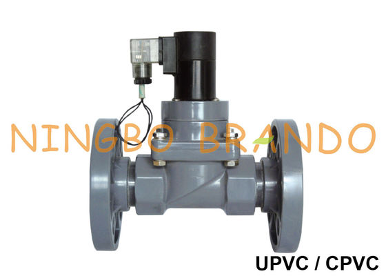 1 1/4'' Flanged UPVC PVC Plastic Solenoid Valve Anti Corrosion 24V 220V