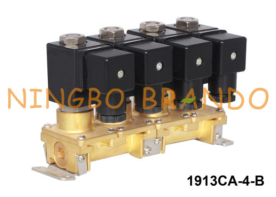 Stacking 4 Group Brass Solenoid Valve Multi-Port 1/8'' 1/4'' 24V 220V