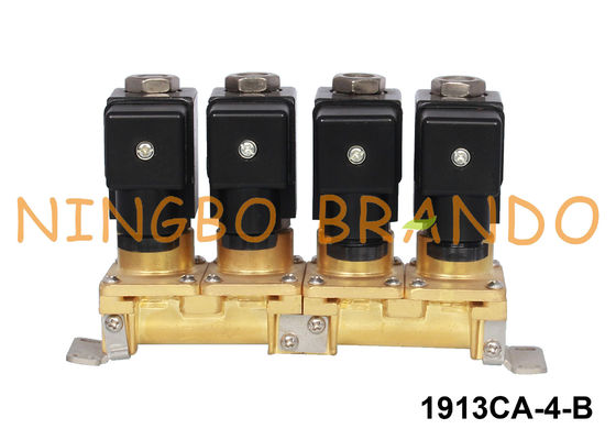 Stackable 4 Group Brass Solenoid Valve Multi-Way 1/8'' 1/4'' 24V 220V