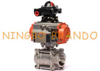 1'' DN25 Pneumatic 3 Piece Ball Valve With Limit Switch Solenoid Valve