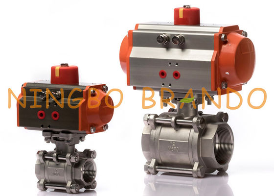 2 Way Pneumatic Actuator 3-Piece Ball Valve Stainless Steel 1'' 2''