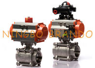 Pneumatic Actuator Threaded 3 Piece Ball Valve With Limit Switch Box