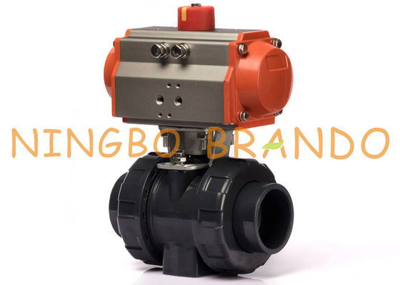 PVC Pneumatic Actuator Plastic Ball Valve 2'' DN50 UPVC CPVC Double Union