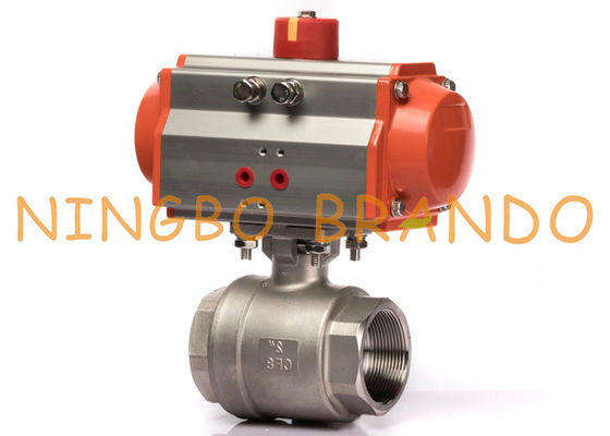 Pneumatic Actuator 2 Piece Ball Valve 2'' DN50 Threaded Stainless Steel