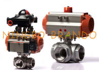3 Way Stainless Steel Ball Valve With Pneumatic Actuator Limit Switch