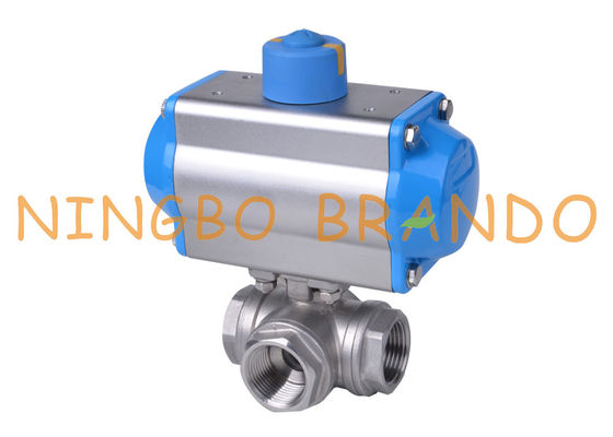 1'' DN25 3-Way Ball Valve With Pneumatic Actuator Double Acting