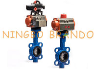 Pneumatic Rubber Lined Wafer Butterfly Valve With Actuator Limit Switch