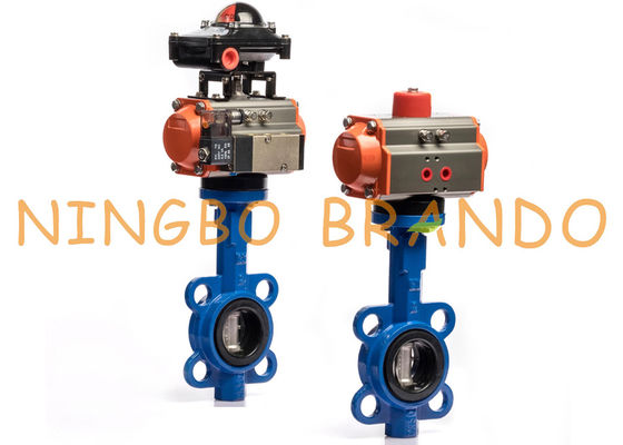 Pneumatic Rubber Lined Wafer Butterfly Valve With Actuator Limit Switch