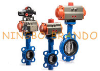 Rubber Soft Seat Pneumatic Wafer Butterfly Valve With Limit Switch