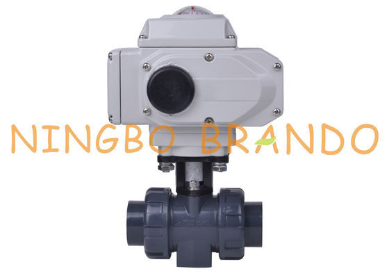 Plastic PVC Electric Actuator Double Union Ball Valve UPVC CPVC