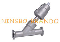 DN15 PN16 Tri Clamp Pneumatic Angle Seat Valve Stainless Steel Head
