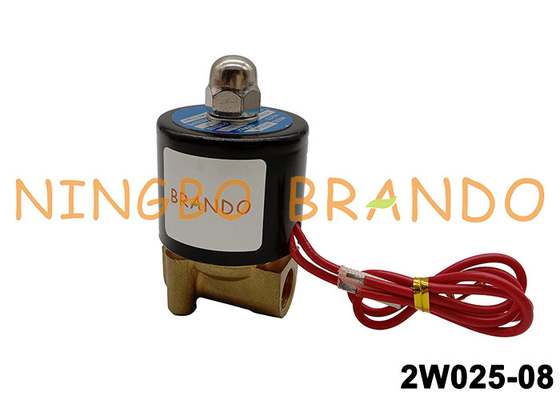 2W025-08 DC 12V Brass Solenoid Valve 1/4'' for Air Water Gas