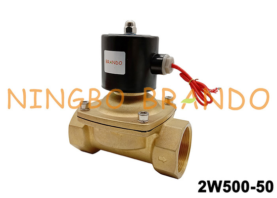 2W500-50 Normally Closed Brass Solenoid Valve  AC 220V 2 Inch