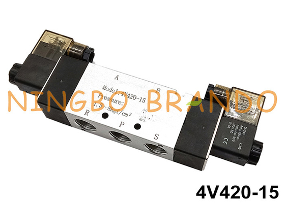 4V420-15 Double Solenoid Pneumatic Air Valve 1/2" BSPT 220 Volt
