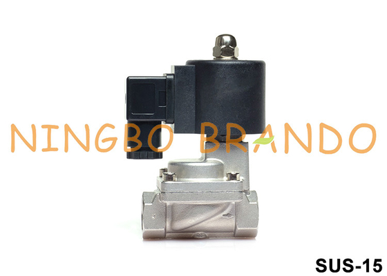 1/2'' 2 Way NC High Temp Stainless Steel Solenoid Valve PTFE Seal