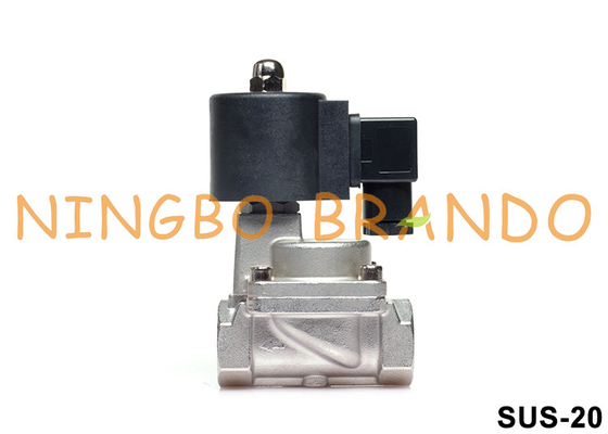 3/4'' 2/2 Way NC Pilot Piston Stainless Steel Solenoid Valve 24V 220V