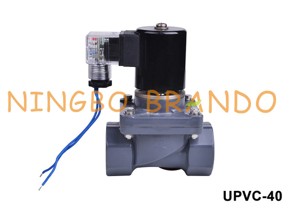 DN40 Plastic UPVC Solenoid Valve 1-1/2'' For Acid Alkali Resistance