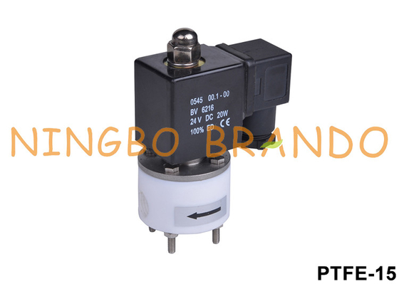 24V 220V 1/4'' 3/8'' Corrosive PTFE Solenoid Valve Acid Alkali Anti