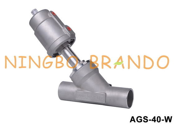 1-1/2'' DN40 Welding Pneumatic SS304 Angle Seat Valve Y Type