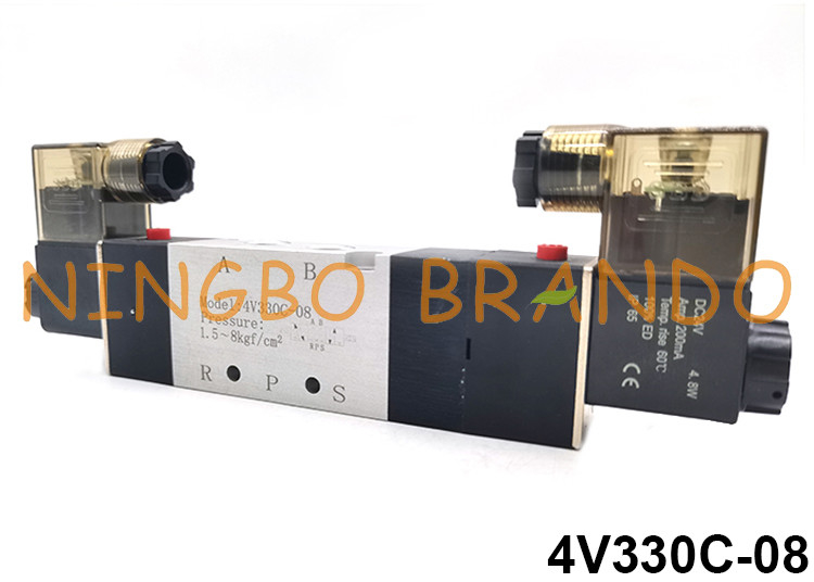 4V330C-08 Airtac Type 5/3 Way Electric Pneumatic Solenoid Valve 24V 110V 220V