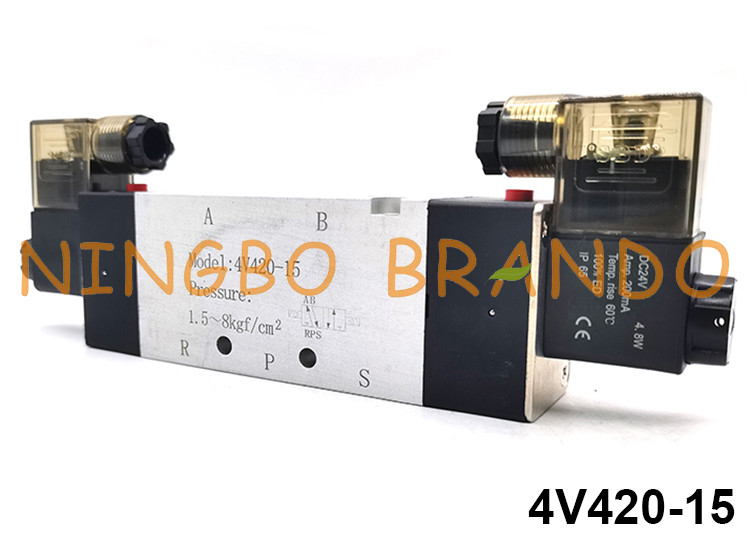 4V420-15 Airtac Type 5/2 Way Double Coil Pneumatic Solenoid Valve 24V 220V