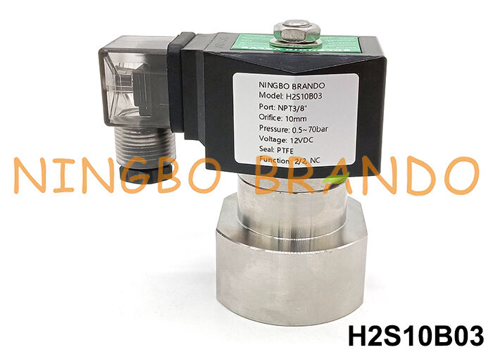 3/8'' High Pressure Stainless Steel Solenoid Valve 100 Bar 220VAC 70 Bar 24VDC